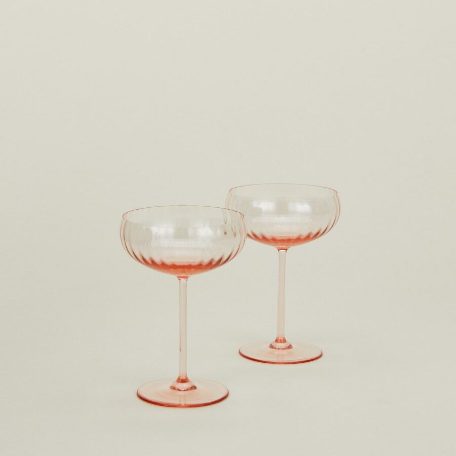 Blush Ribbed Coupe Glass Set