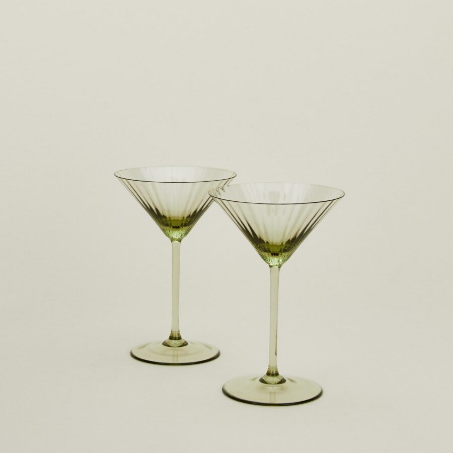 Olive Vintage Ribbed Martini Glasses
