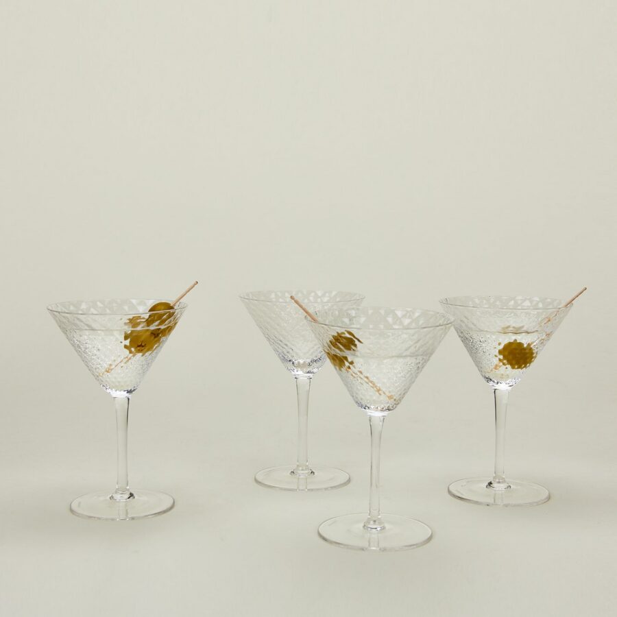 Faceted Venetian-Style Martini Glass Set